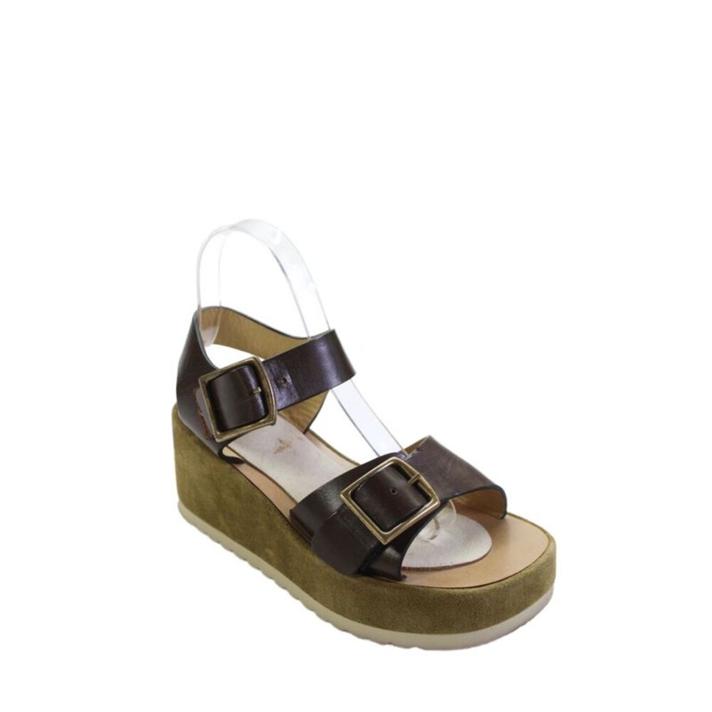 Isabel Marant Womens Leather Platform Ankle Strap Sandals Brown Size 7